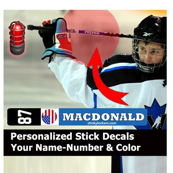 Personalized Hockey Stick Stickers | Lacrosse Stick Decals | Laminated Label | Big League Stick Decals that last and won't come off