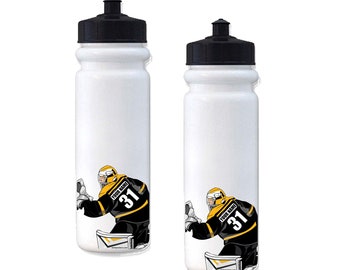 Personalized Hockey Goalie Water Bottle Sticker. Premium Vinyl Sticker Ideal for the Hockey Mom or Dad. Goalie stickers that last!