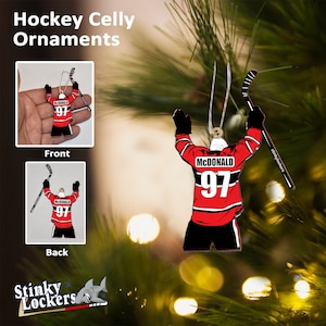 Personalized Christmas Hockey Ornament for your Hockey Player | Hockey Player Ornament  with Name, Jersey Number, & Team colors | Ideal Gift