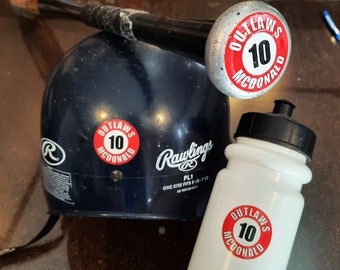 Personalized Baseball Stickers: Bat Knob, Helmet, Water Bottle Labels