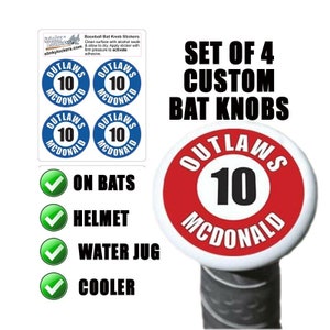 Personalized Baseball Bat Knob Stickers | Laminated Labels For Your Bat, Helmet & Water Bottle | Softball |Baseball Gift Decals That Last