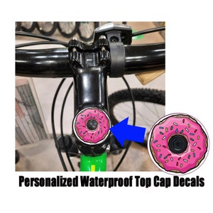 Icing Donut Bicycle Headset Top Cap Decal Set of 4 | Mountain or Road Bike | Ideal Custom Bike Accessory Decal that won't peel off
