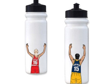 Personalized Basketball Water Bottle Stickers, Custom Decals For Your Laptop or Cell Phone Case | Player Gift Label That Won't Peel Off