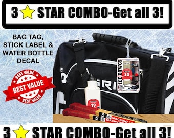 Personalized Sled Hockey Gift Set: Bag Tag, Stick & Water Bottle Decals
