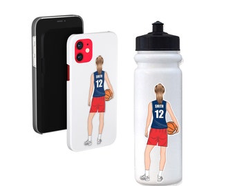 Personalized Basketball Sticker, Custom B-Ball Decals For Your Water Bottle, Laptop, Cell Phone | Player Gift Label That Won't Peel Off