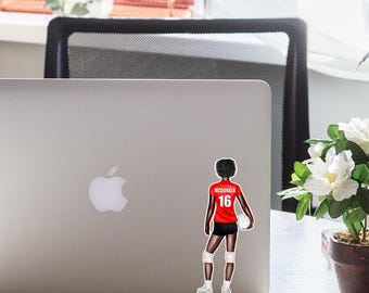 Personalized Female Volleyball Sticker: Custom Water Bottle Decal
