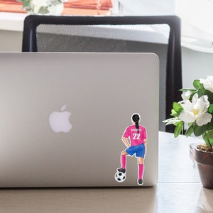 Stickers football féminin personnalisés | étiquettes laminées lavables au lave-vaisselle pour votre bouteille d'eau, votre ordinateur portable ou votre téléphone | Stickers cadeaux football