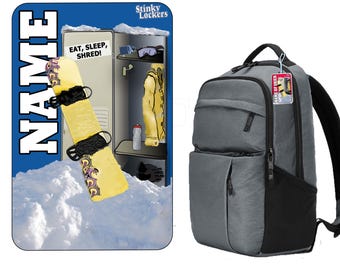 Personalized Snowboarding Luggage Tag with Loop for your backpack or suitcase