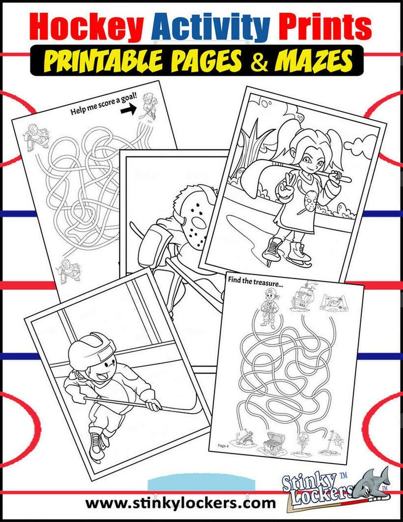 Hockey Coloring Mazes Activity Pages Printable Ice Hockey - Etsy