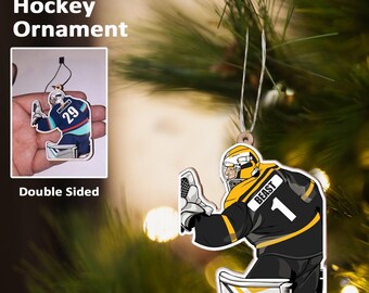 Personalized Hockey Goalie Ornament: Custom Name & Jersey Colors