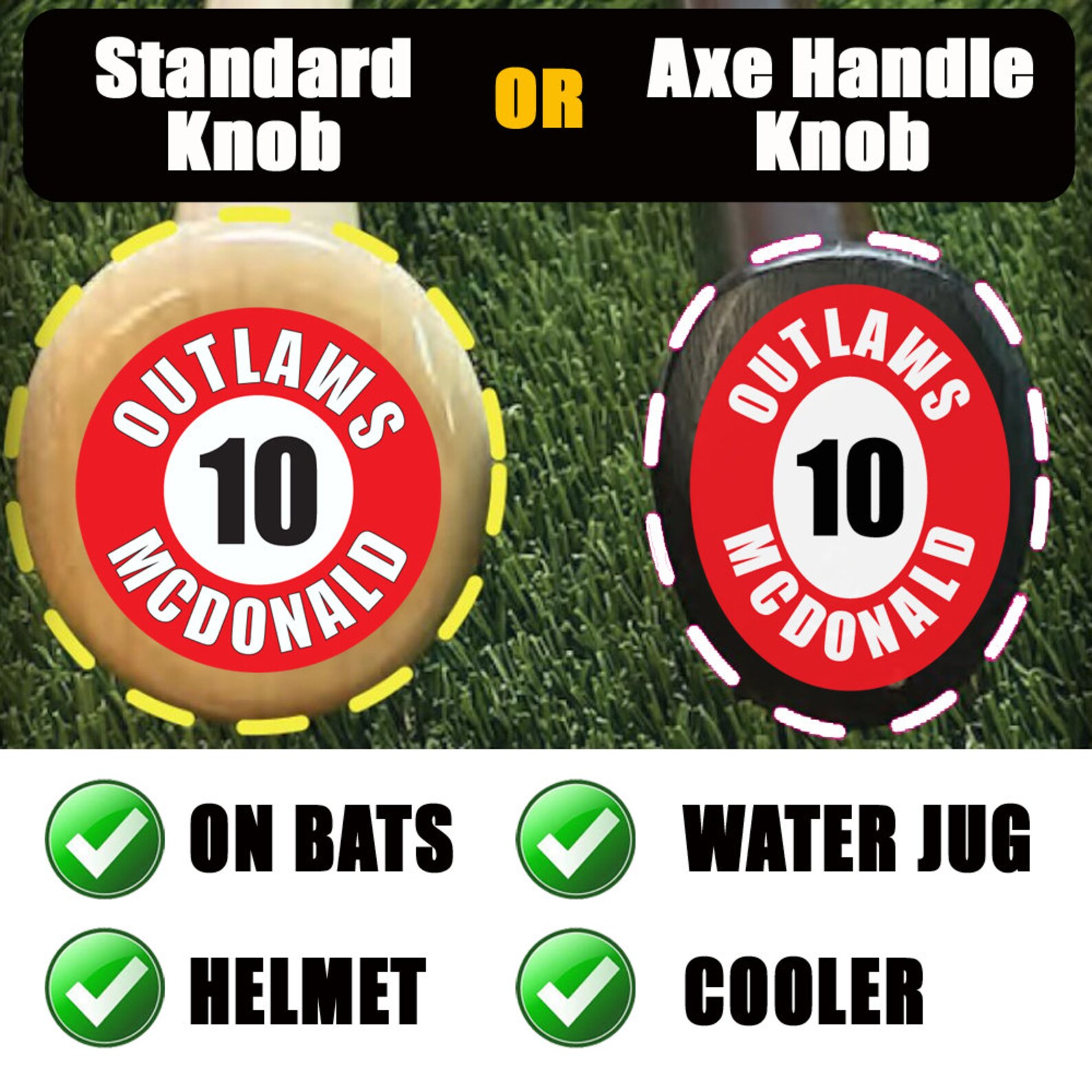 Personalized Baseball Bat Knob Stickers Laminated Labels for Etsy