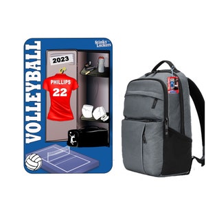 Étiquette à bagage personnalisée pour votre sac de volleyball. Personnalisé avec le nom, le numéro et les couleurs du maillot. Imprimé sur du PVC et livré avec une boucle de 6 po.
