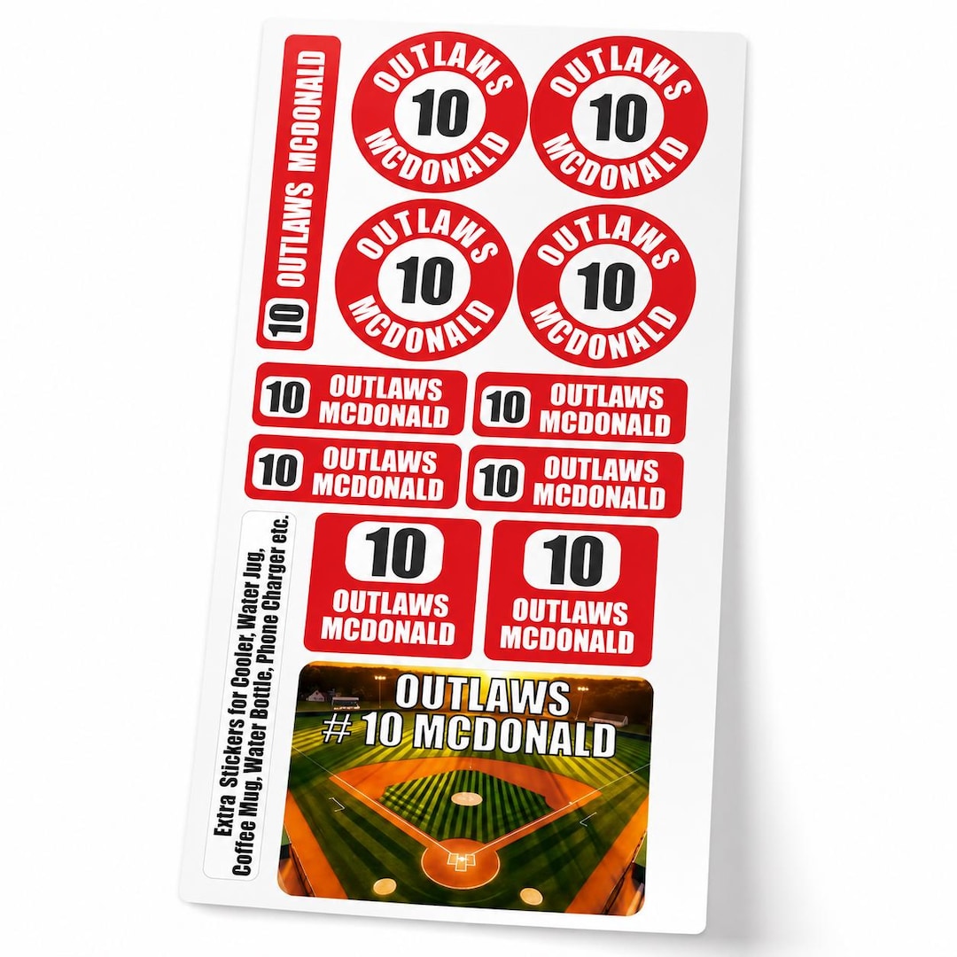 Personalized Baseball Stickers for Bat, Helmet & Water Bottle | Custom ...
