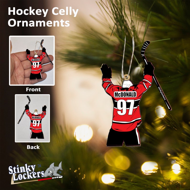 Personalized Christmas Hockey Ornament for your Hockey Player | Hockey Player Ornament  with Name, Jersey Number, & Team colors | Ideal Gift