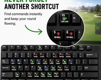 GSPro Keyboard Shortcut Stickers | Golf Simulator Keyboard Labels | Waterproof Vinyl