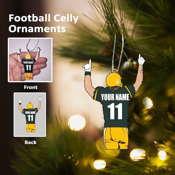 Personalized Football Ornament: Custom Name, Number & Team Colors