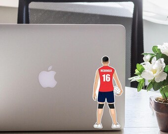 Personalized Volleyball Player Stickers: Custom Name, Number & Colors