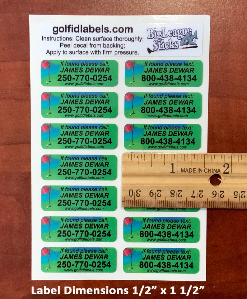 Golf Club Id Labels Etsy