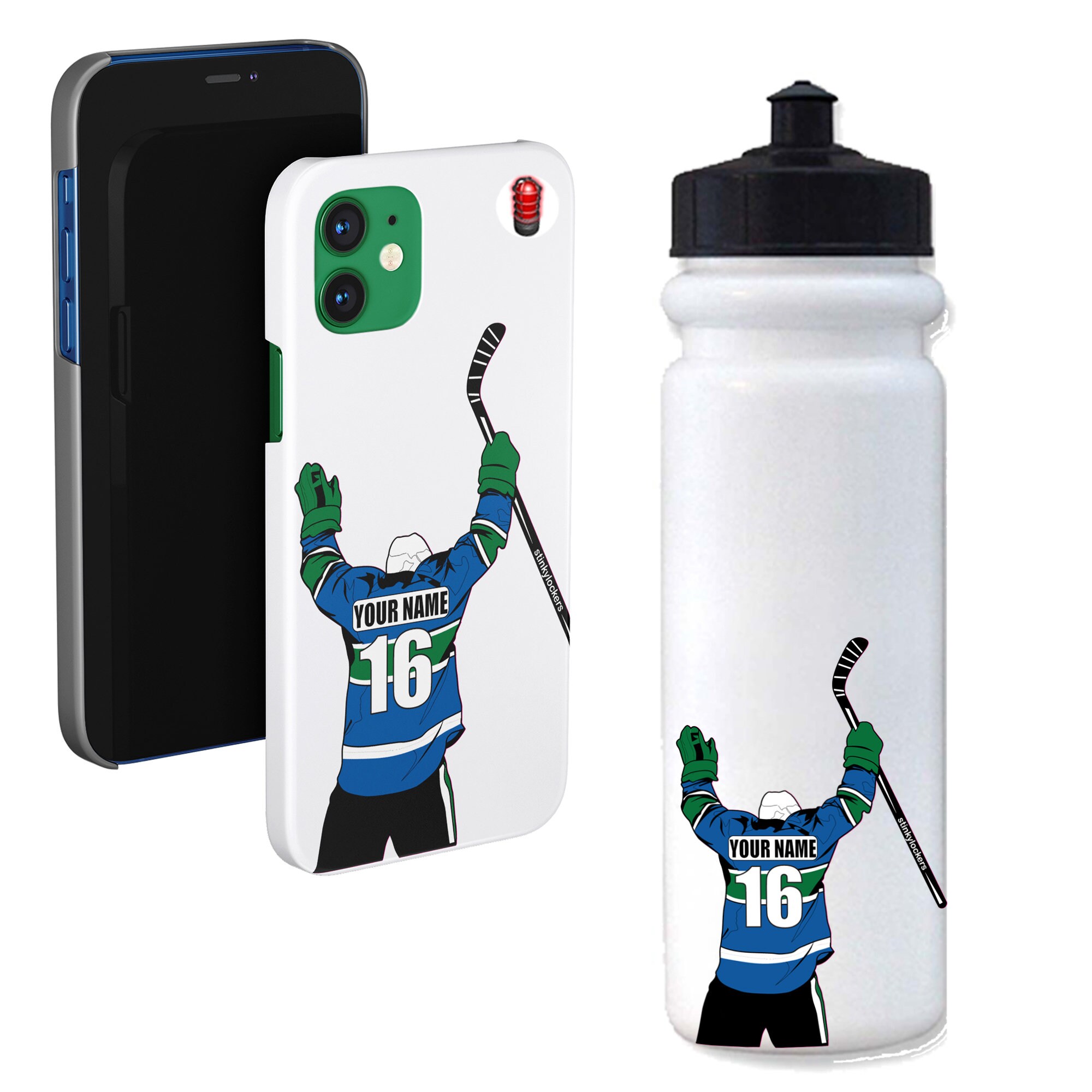 Hockey Player Boy Personalized Water Bottle