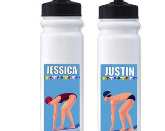 Personalized Swimming Sticker: Custom Waterproof Decal for Water Bottle