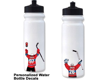 14 Pack Personalized Hockey Water Bottle Stickers with Express Shipping