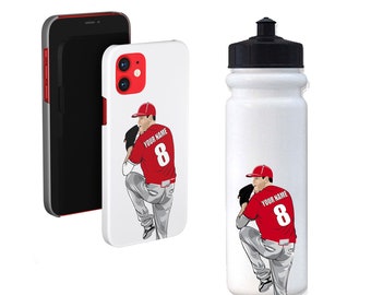 Personalized Baseball Pitcher Stickers | Laminated Labels For Your Water Bottle, Laptop or Phone | Gift Decals That Last & Won't Peel Off