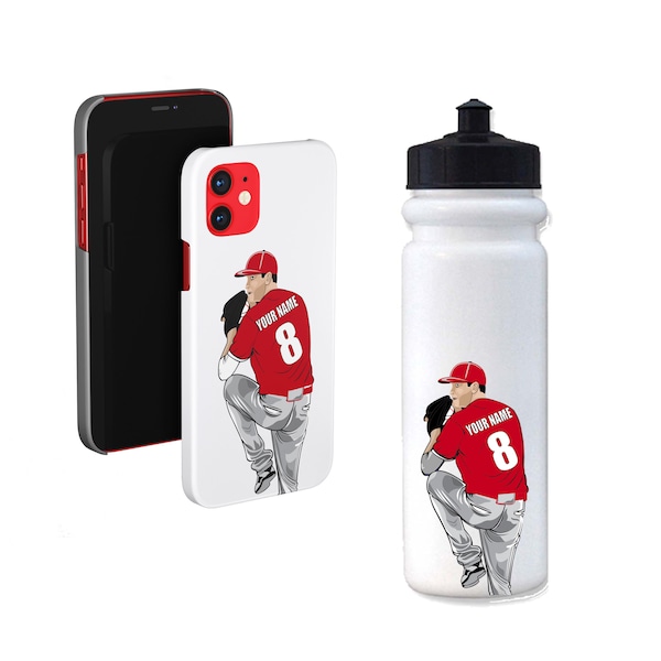 Personalized Baseball Pitcher Stickers | Laminated Labels For Your Water Bottle, Laptop or Phone | Gift Decals That Last & Won't Peel Off