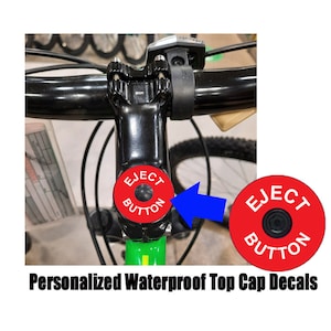 Eject Button Headset Top Cap Decal Set of 4 | Mountain or Road Bike | Ideal Custom Bike Accessory Decal that won&#39;t peel off