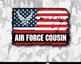 Air Force Cousin Weathered Flag Vinyl Sticker