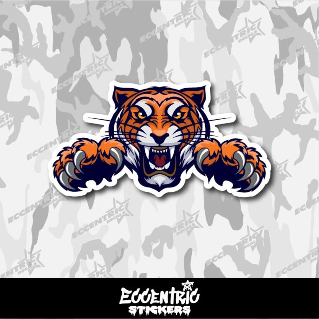 Head of Angry Tiger Attacking Vinyl Sticker - Etsy