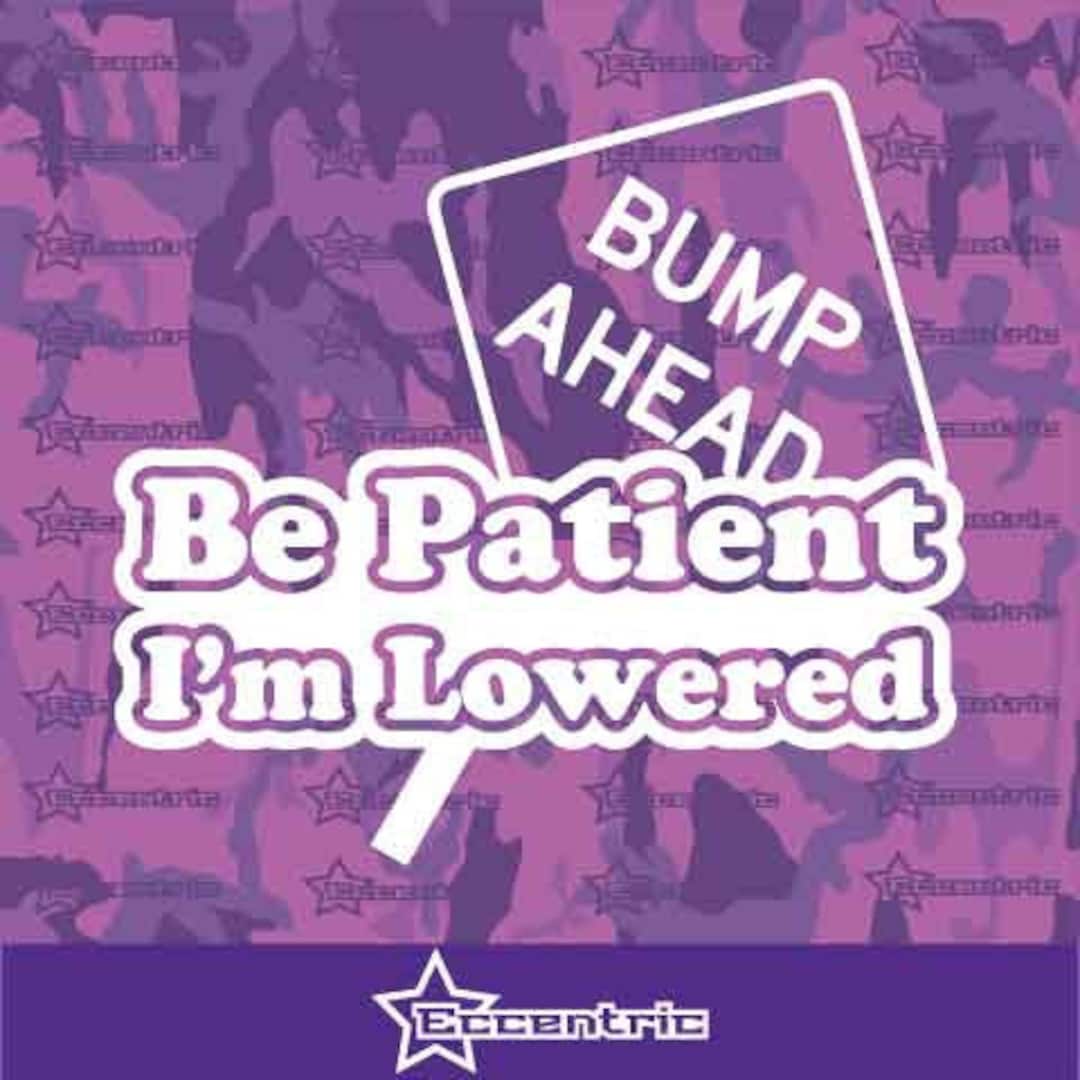 Be Patient I'm Lowered Sticker V2 Vinyl Bump Ahead Decal Funny Illest ...