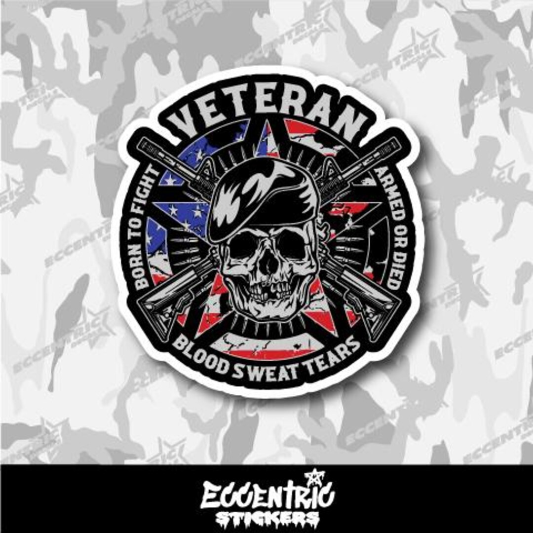 thumbnail image 2 of US Army Veteran Skull Soldier - Sticker Graphic - Auto... 2 of 12