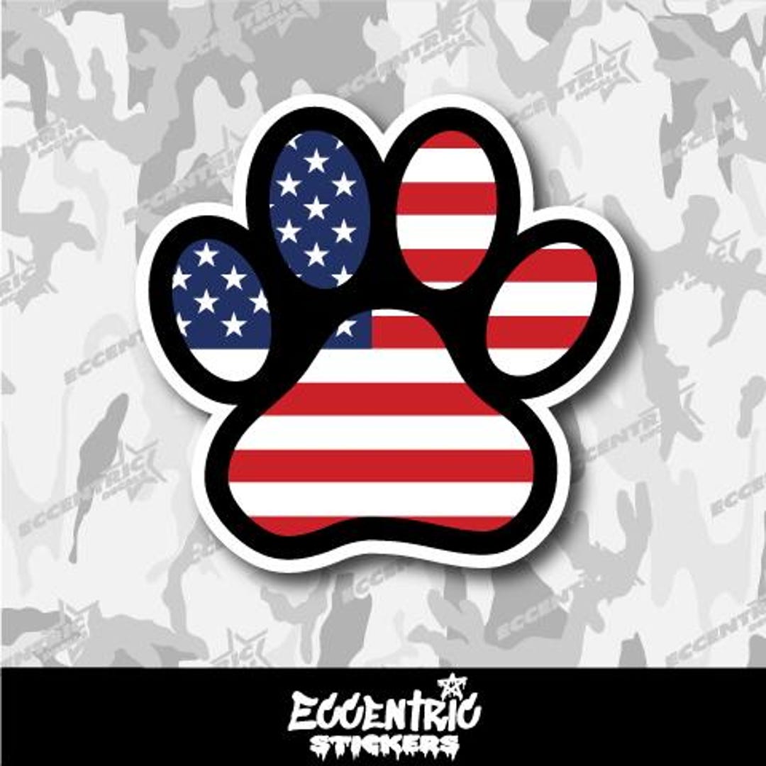 American Flag Dog Paw Vinyl Sticker - Etsy