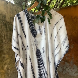 Hand Tie dyed Rayon Kaftan , Vacation  wear, Loungewear, Cruise Trip,  Handmade Unisex Beach Cover Up, Plus size clothing