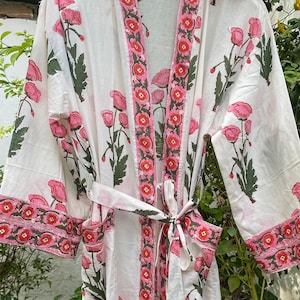 Block print Robes Cotton Kimono Robe Kimono Robes Dressing Gown Women&#39;s Cotton Robe Bridesmaid robe best gifts for her