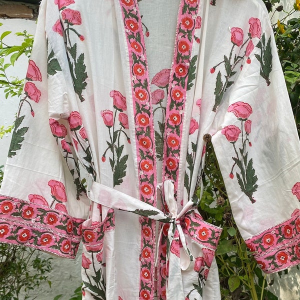 Block print Roben Baumwolle Kimono Robe Kimono Roben Morgenmantel Damen Baumwolle Robe Brautjungfer Robe beste Geschenke für sie