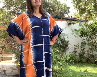 RAYON kaftan,  Hand tie dyed caftan, Kaftan maxi dress, Holiday wear, Kimono Robe, Plus size clothing, Caftans for women, bridesmaid kaftans