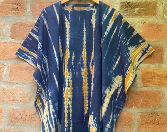 KAFTAN, Navy Blue Kaftan, Plus size dress, Oversized , Party dress, Cocktail party kaftan, Beach wear, Hand tie dyed loose dress, Oversized
