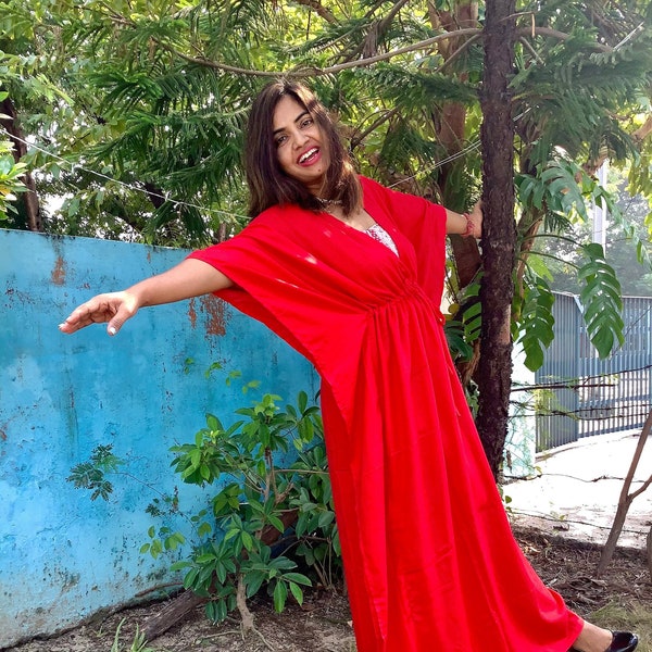 RAYON kaftan red dress, PRINCESS dress, Christmas Gifts for her,Kaftan, Caftan, long Kaftan, plus size dress, oversized dress, beach kaftan