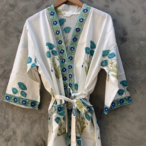 Block print Robes Cotton Kimono Robe Kimono Robes Dressing Gown Women's Cotton Robe Bridesmaid robe best gifts for her