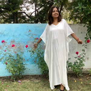 Rayon White  Kaftan,Elegant dress, Miami dress, Ibiza dress, Holiday dress, Evening dress, Gifts for her