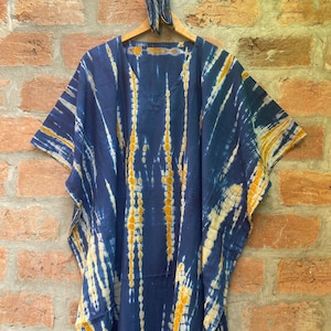 KAFTAN, Navy Blue Kaftan, Plus size dress, Oversized , Party dress, Cocktail party kaftan, Beach wear, Hand tie dyed loose dress, Oversized