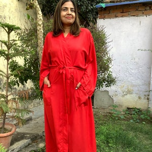 Weihnachtsrobe, rote Viskose-Robe, Morgenmantel, Resort-Kleidung, lange Kimono-Robe, Hochzeitsrobe, Kimono-Robe