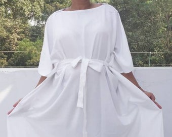 White Hospital gown, maternity robe, labor and delivery gown, birthing gown, baby shower plus size maternity dress, delivery gown