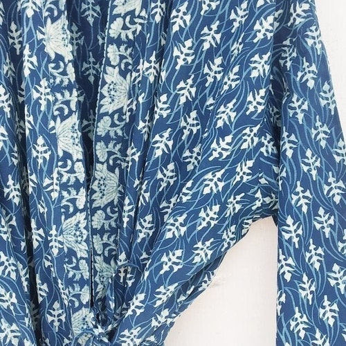 Indian Cotton Anokhi Print Kimono Robe Women Long Beach Cover | Etsy