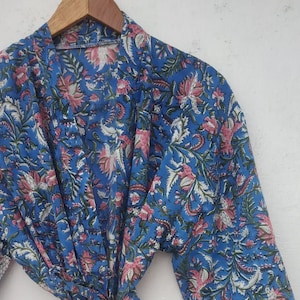 Blockprint Cotton Kimono Robes for Women Bridesmaids robes Indian Dressing Gown Unisex Blockprint Beach Cover ups Bridesmaid Gifts