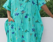 Floral Kaftan Dress Maxi Long Cotton Tunic Plus Beach Caftan Ladies Batik Kaftan Dress Summer Beach Wear Women Cover Up Abaya Jilbab