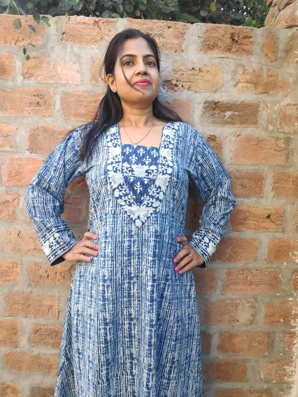 Indigo Block Print Cotton Kaftan: Indian Kimono Loungewear