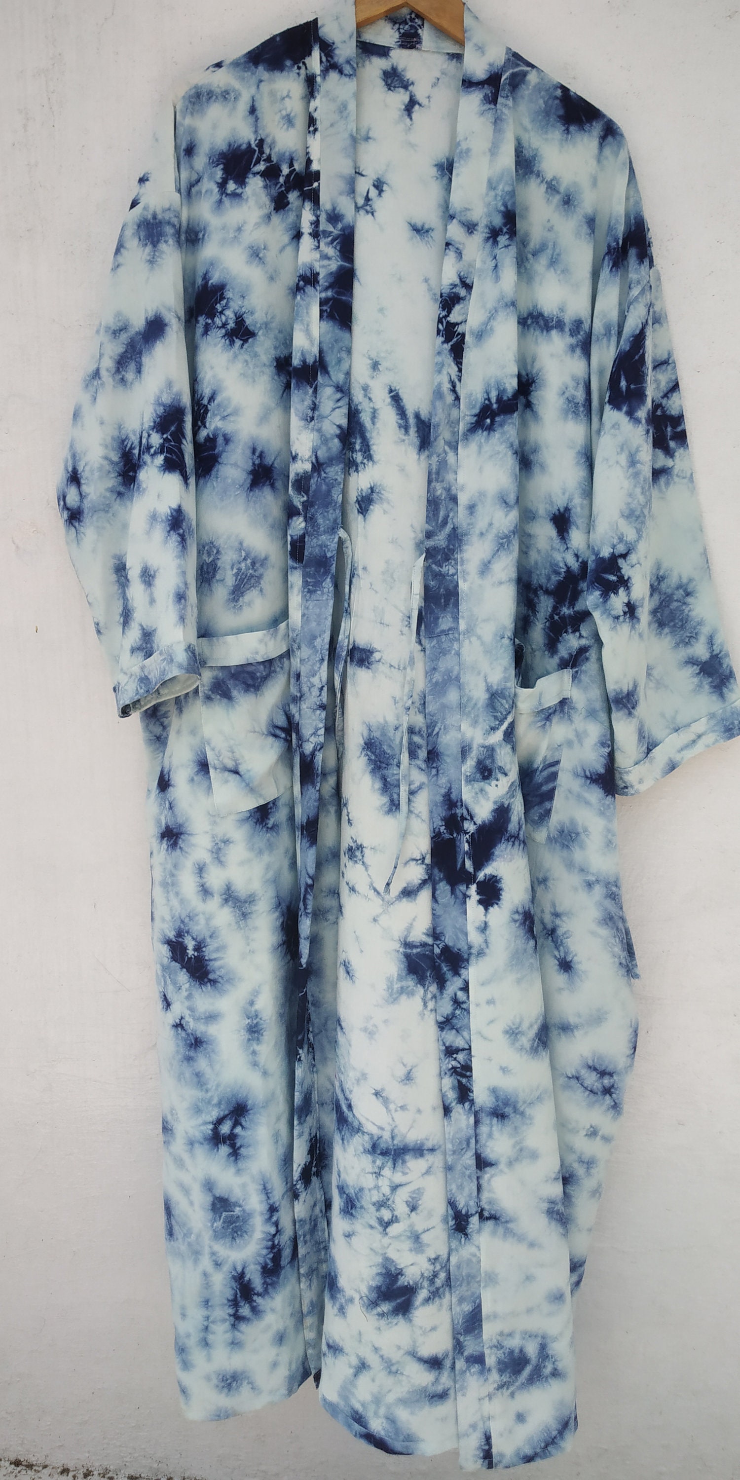 INDIGO Tie Dyed Cover Uplong Kimono Cardigan Resort Wear - Etsy