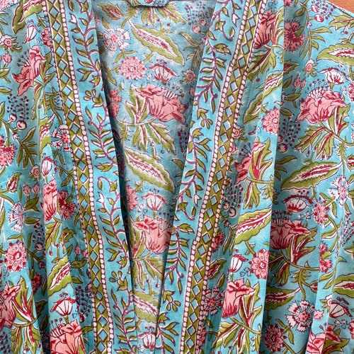 Cotton Kimono Robe Dressing Gown Block Print Bridesmaid Robe - Etsy